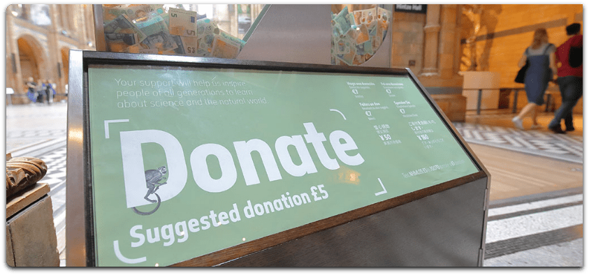 Photo showing the donation lable in the community science museum